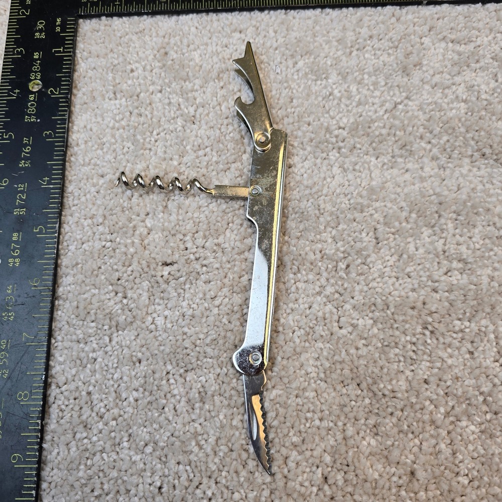 Winco Wine Opener Silver #249‎ Waiters Corkscrew Foil Cutter Bottle Opener